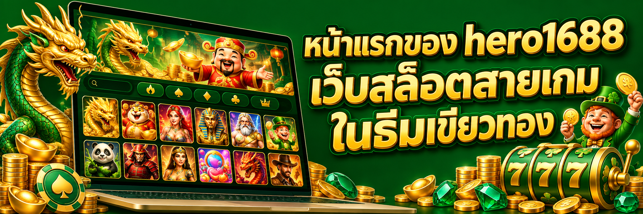 หน้าแรกของ hero1688 เว็บสล็อตสายเกม ในธีมเขียวทอง